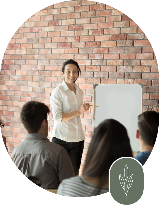 Woman leads a business presentation.